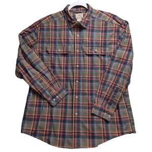 LL Bean Traditional Fit Cotton Plaid Long Sleeve Shirt SZ L Reg